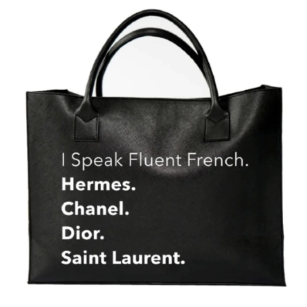 FLUENT FRENCH BLACK VEGAN TOTE BAG - NWT